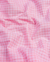 Modest Pink With White Check Linen Cotton Shirt