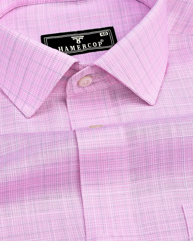 Oman Pink With Gray Amsler Micro Check Formal Shirt