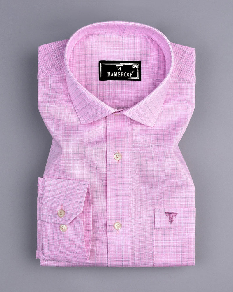 Oman Pink With Gray Amsler Micro Check Formal Shirt