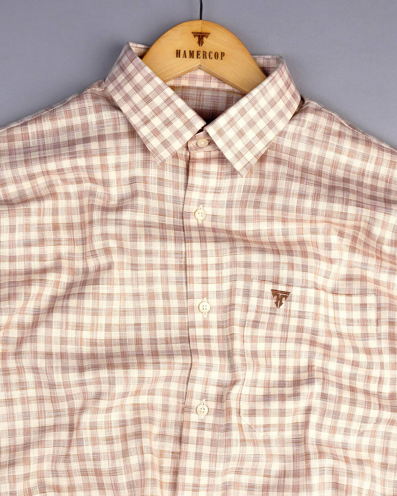 Merton Cream Check Amsler Linen Formal Cotton Shirt