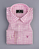 Merton Pink Check Amsler Linen Formal Cotton Shirt