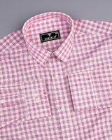 Merton Pink Check Amsler Linen Formal Cotton Shirt