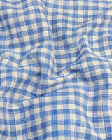 Merton Blue Check Amsler Linen Formal Cotton Shirt