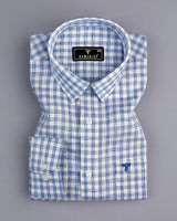 Merton Blue Check Amsler Linen Formal Cotton Shirt