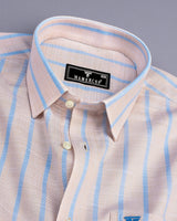 Olsen Cream With Blue Dobby Stripe Cotton Shirt