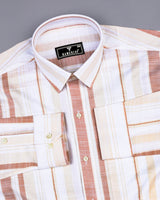 Peoria Cream With White Dobby Stripe Cotton Shirt