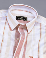 Peoria Cream With White Dobby Stripe Cotton Shirt