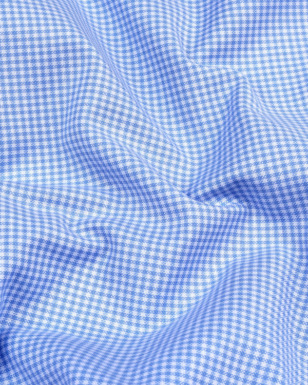 Lucifer SkyBlue With White Small Check Oxford Cotton Shirt