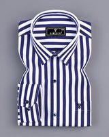 Epsom Blue With White Stripe Formal Cotton Shirt