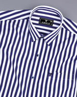 Epsom Blue With White Stripe Formal Cotton Shirt