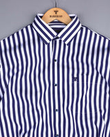 Epsom Blue With White Stripe Formal Cotton Shirt