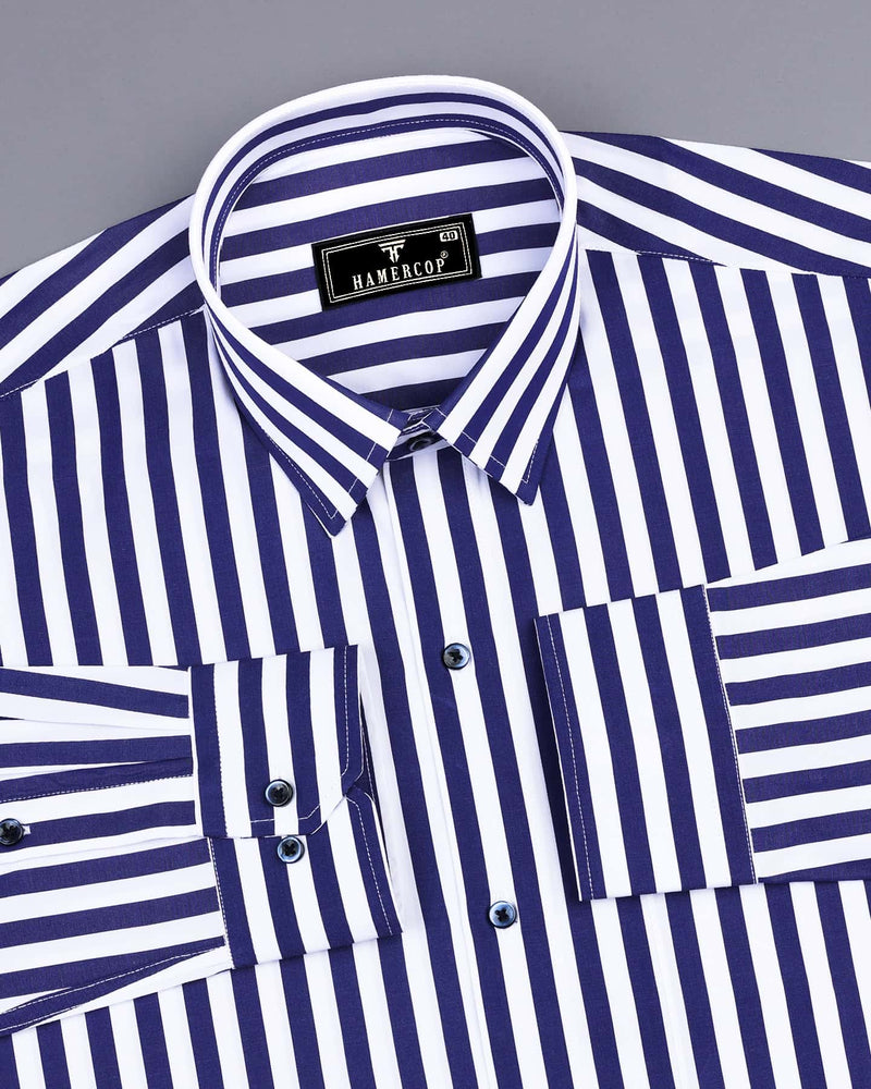 Epsom Blue With White Stripe Formal Cotton Shirt