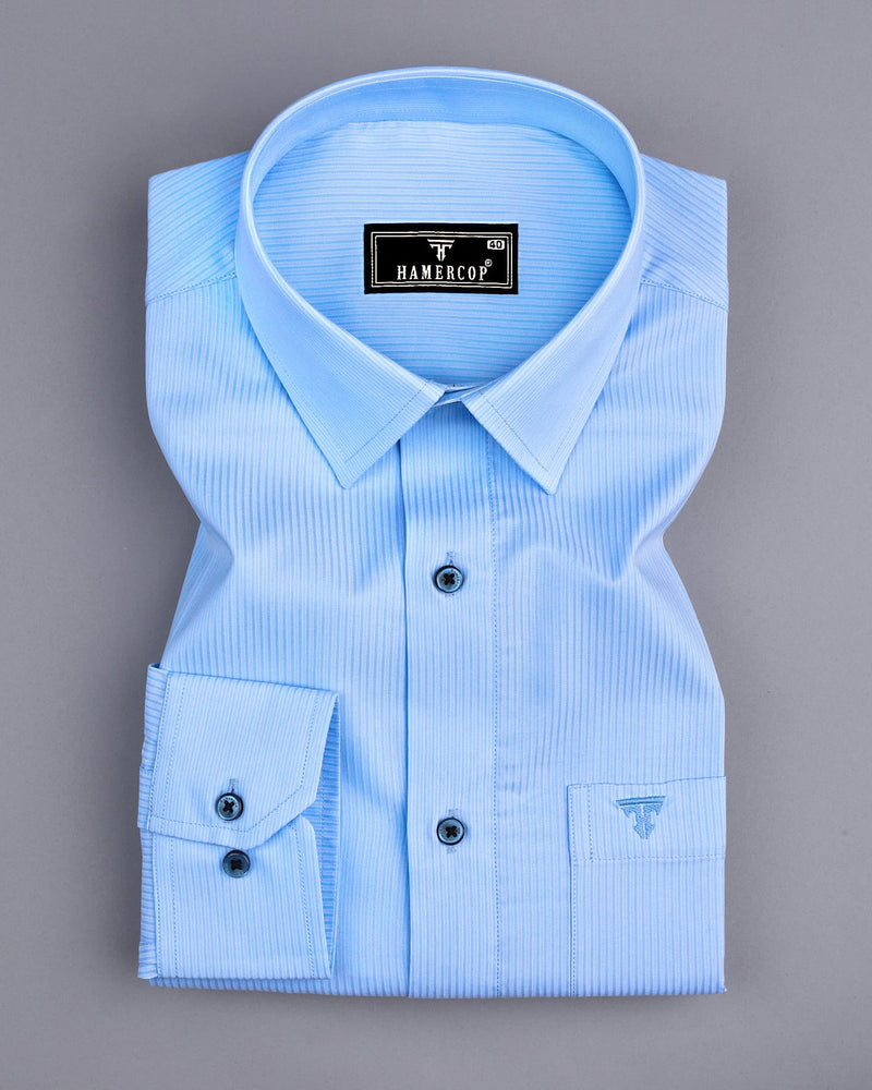 Crozet Blue Stripe Premium Cotton Formal Shirt