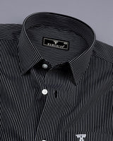 Onyx Black With White Stripe Formal Cotton Shirt