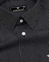 Onyx Black With White Stripe Formal Cotton Shirt