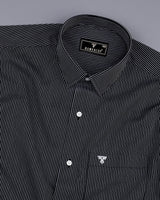 Onyx Black With White Stripe Formal Cotton Shirt