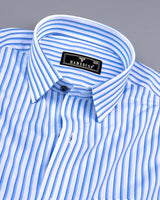 Stoffy Blue With White Stripe Formal Cotton Shirt