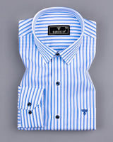 Stoffy Blue With White Stripe Formal Cotton Shirt