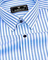 Stoffy Blue With White Stripe Formal Cotton Shirt