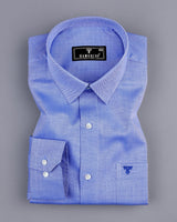 Boomer Blue With White Jacquard Textured Cotton Shirt