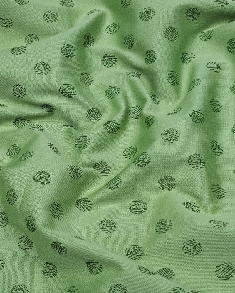 Lime Green Jacquard Ball Textured Cotton Shirt