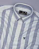 Equador Gray With Blue Dobby Stripe Cotton Shirt