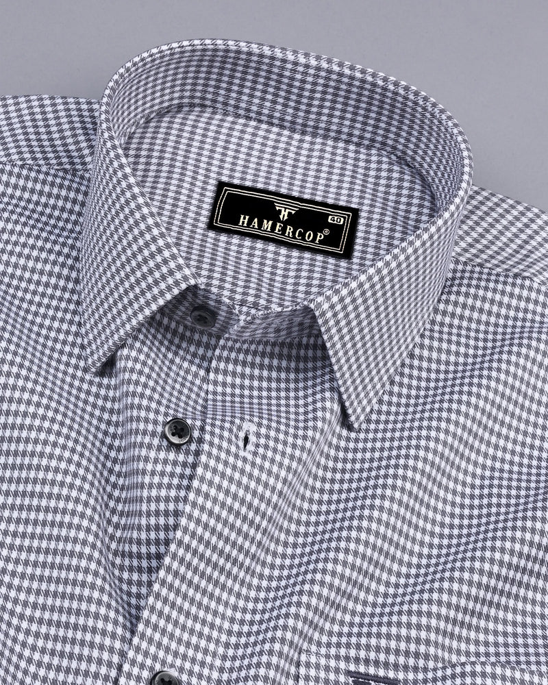 Canton Gray With White Houndstooth Premium Giza Shirt