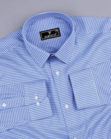 Canton Blue With White Houndstooth Premium Giza Shirt