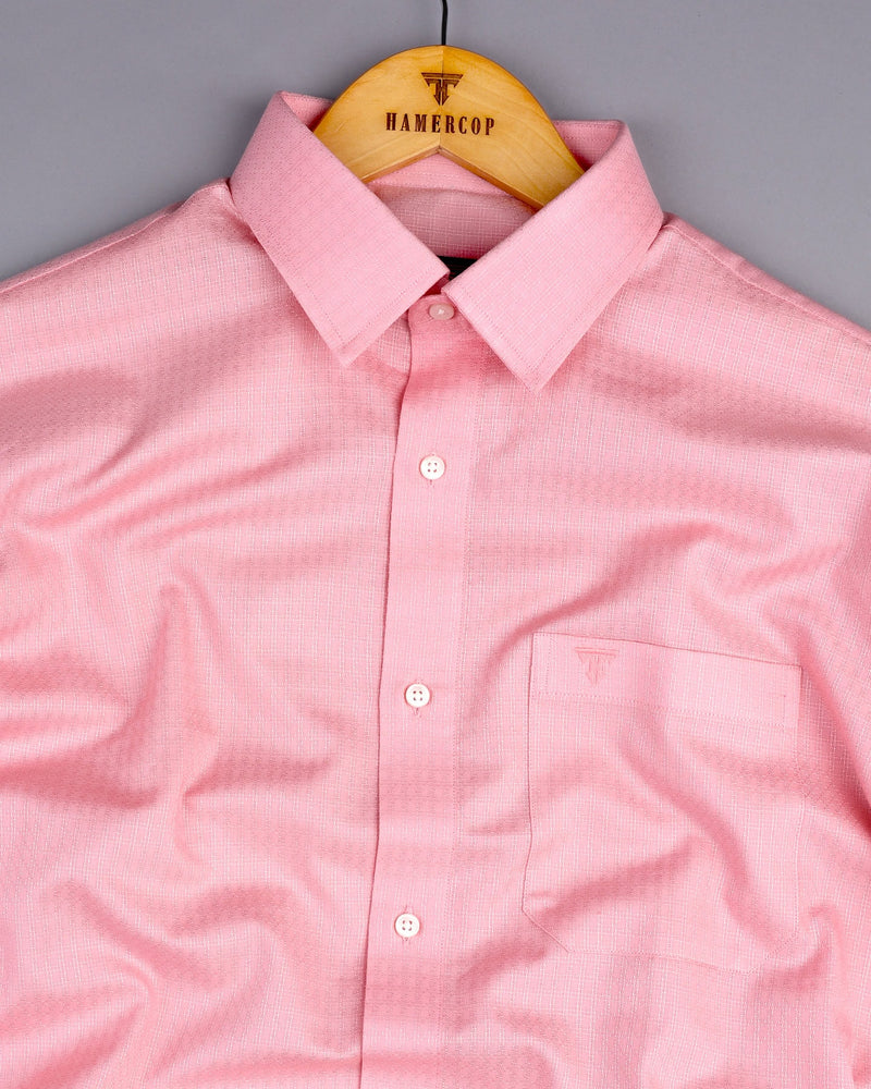 Nova Pink Self Check Dobby Cotton Formal Shirt