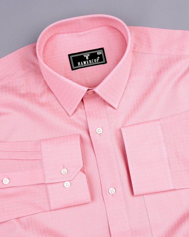 Nova Pink Self Check Dobby Cotton Formal Shirt