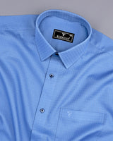 Nova Blue Self Check Dobby Cotton Formal Shirt