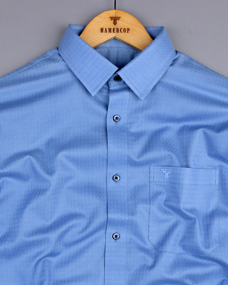 Nova Blue Self Check Dobby Cotton Formal Shirt