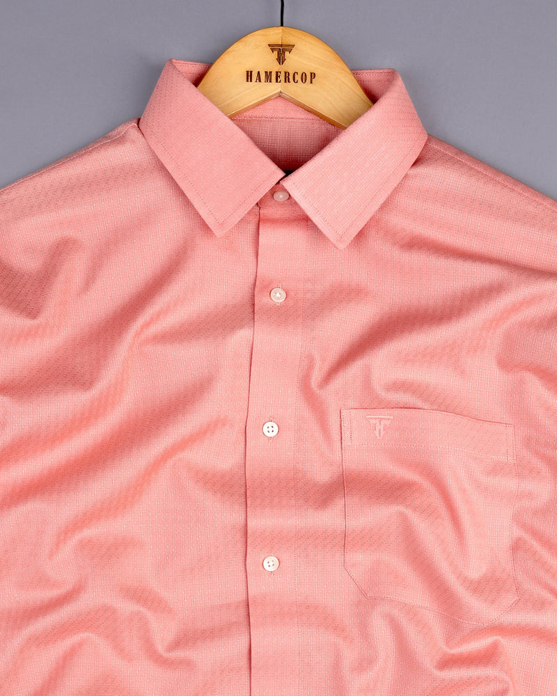 Nova Peach Self Check Dobby Cotton Formal Shirt