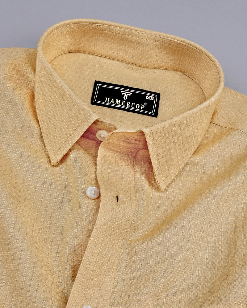 Nova Cream Self Check Dobby Cotton Formal Shirt