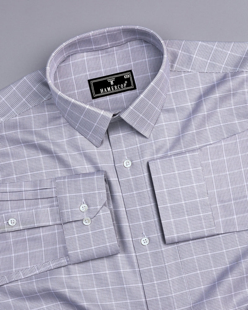 Claxton Gray With White Check Premium Giza Shirt