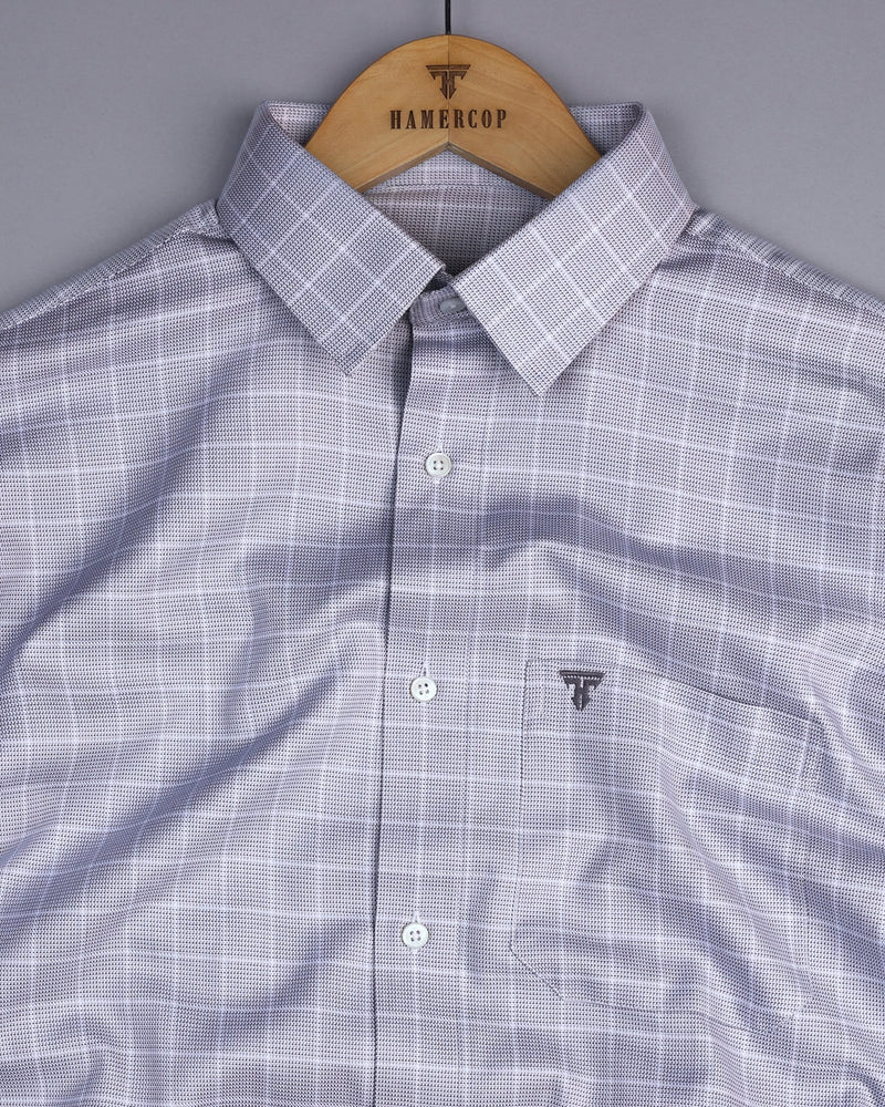 Claxton Gray With White Check Premium Giza Shirt