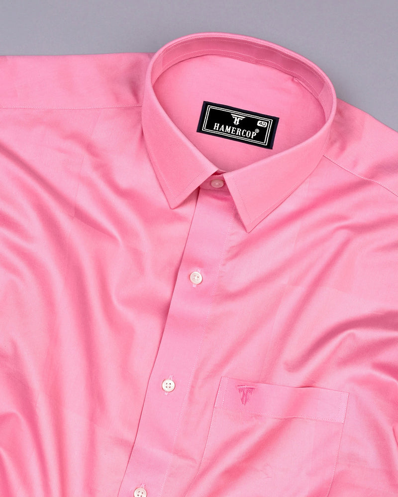 Seagull Pink With Self Broad Box Premium Cotton Shirt