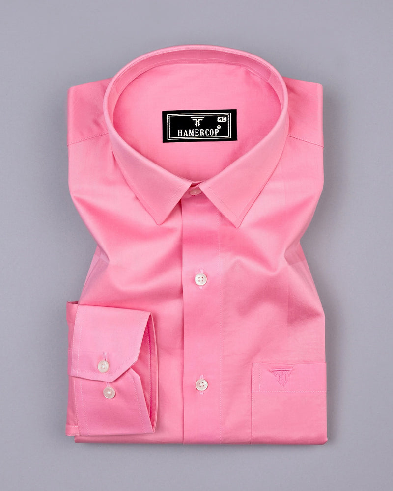 Seagull Pink With Self Broad Box Premium Cotton Shirt