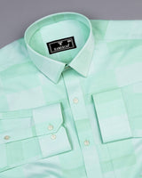 Cadiz Mint Green Broad Jacquard Check Premium Giza Shirt