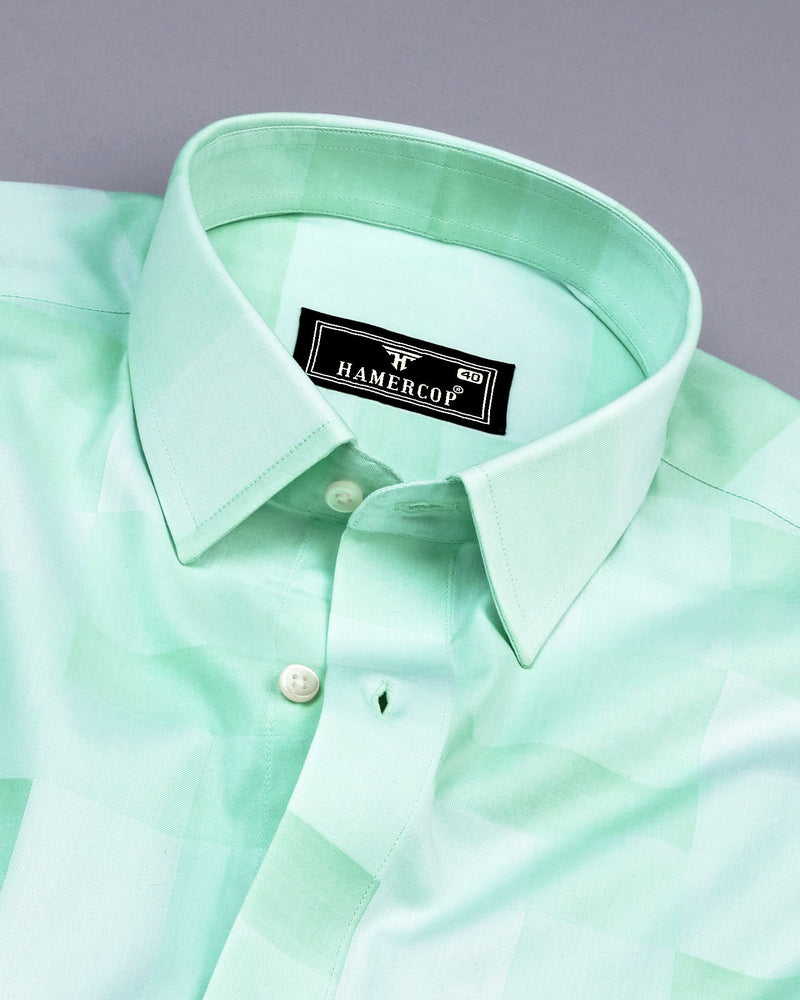 Cadiz Mint Green Broad Jacquard Check Premium Giza Shirt