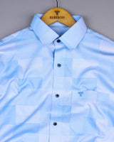 Cadiz SkyBlue Broad Jacquard Check Premium Giza Shirt