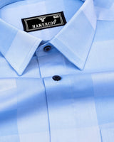 Cadiz SkyBlue Broad Jacquard Check Premium Giza Shirt