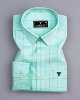 Yepton Green Dobby Check Premium Giza Shirt