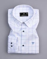 Snowberry White With Blue Twill Check Premium Giza Shirt