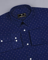 Hemlock Blue With White Poplin Printed Cotton Shirt