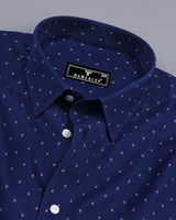 Hemlock Blue With White Poplin Printed Cotton Shirt