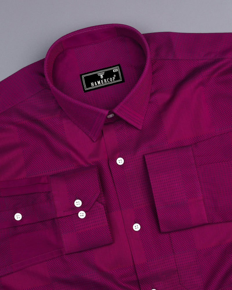 Brinjal Purple Jacquard Self Check Cotton Shirt