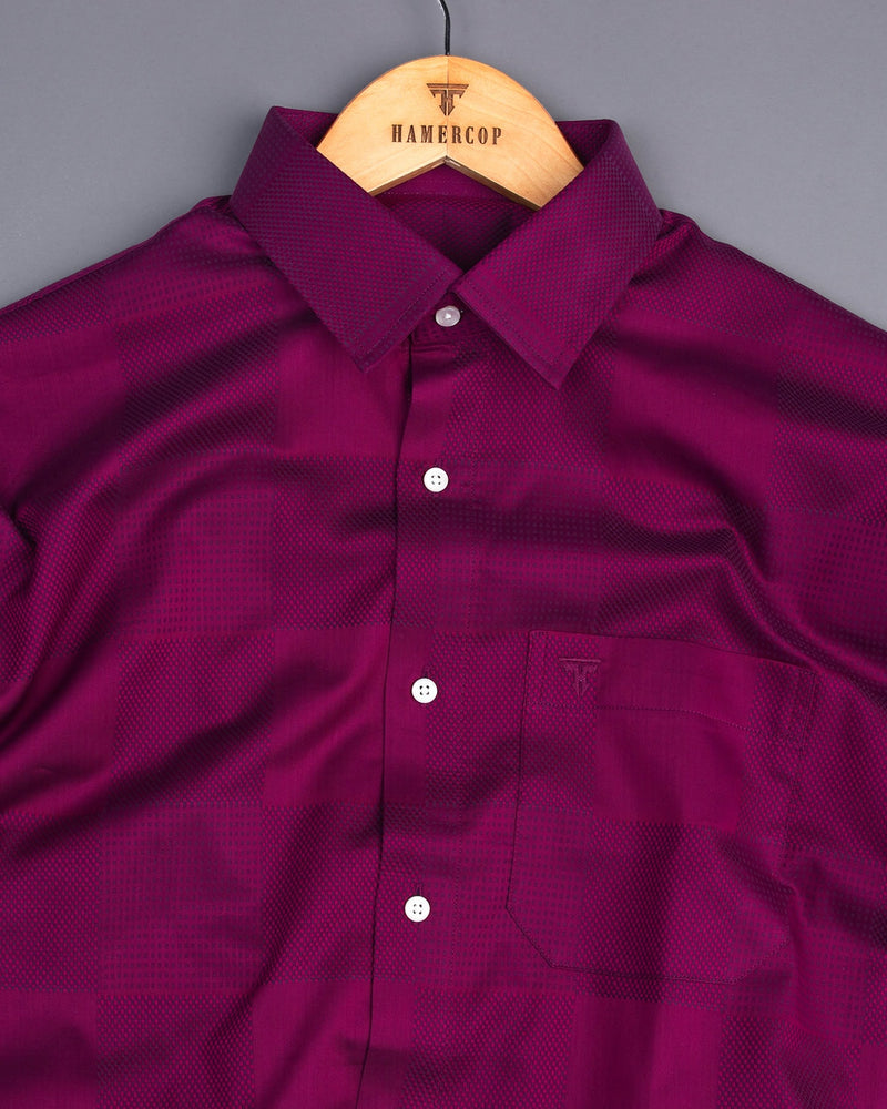 Brinjal Purple Jacquard Self Check Cotton Shirt