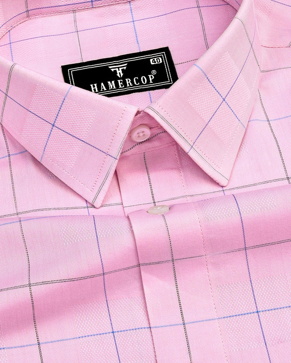 Yepton Pink Dobby Check Premium Giza Shirt