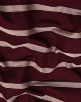 Beet Maroon With Cream Twill Stripe Cotton Shirt